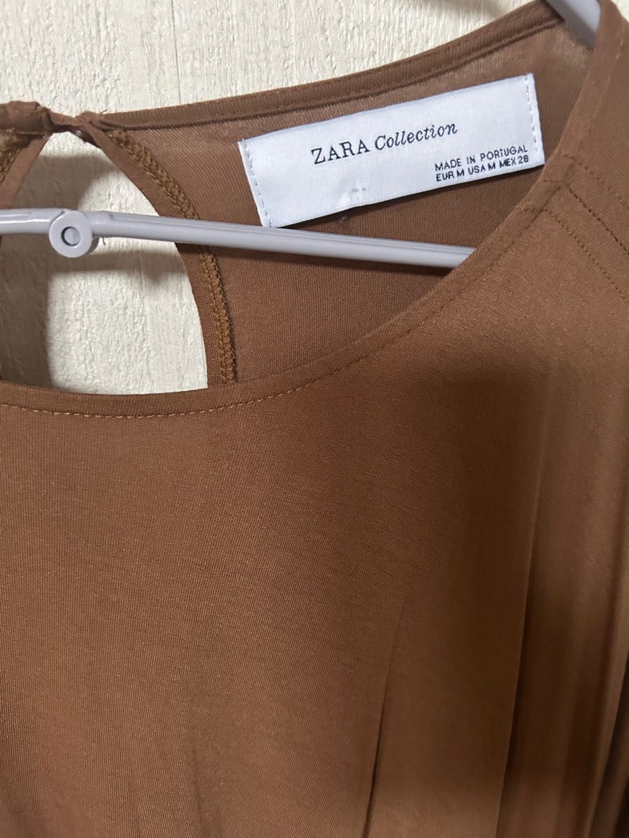 ZARA ザラ　半袖　ワンピース　茶色　Mサイズ　訳あり