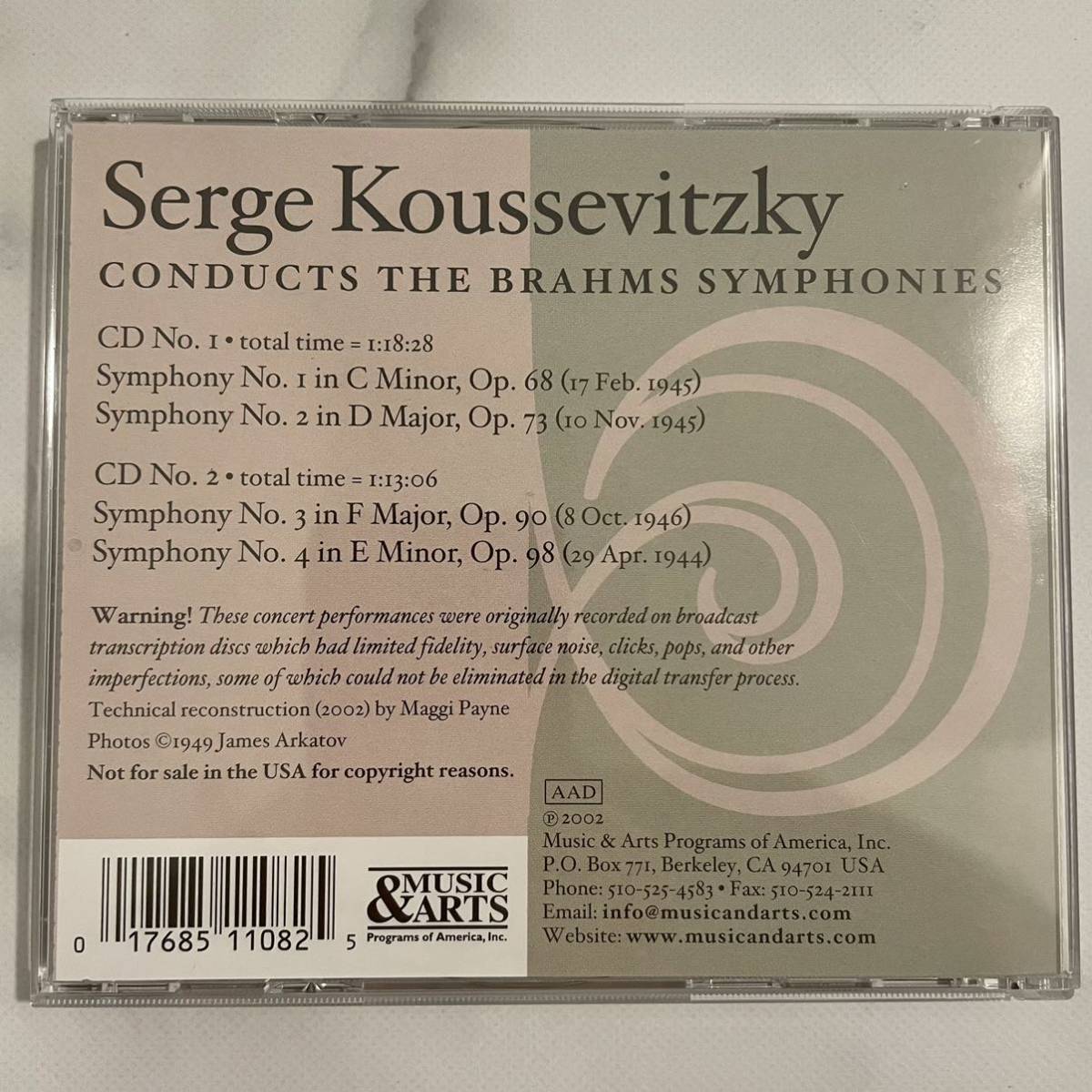 セルゲイ・クーセヴィツキー　ブラームス交響曲全集（２枚組）_画像2