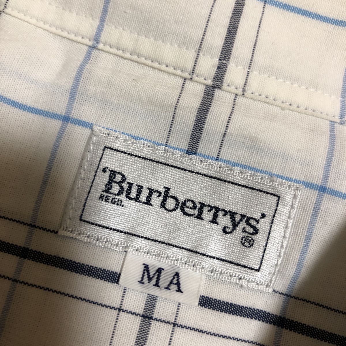 90s 日本製 Burberrys チェック 半袖シャツ 白 Mサイズ 古着 ヴィンテージ バーバリーズ_画像2