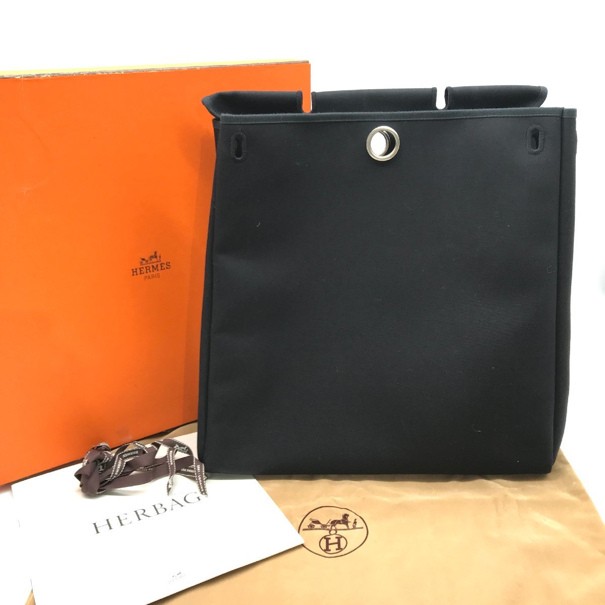 HERMES エルメス エールバッグ 替えバッグ ブラック 超美品 M10224_画像1