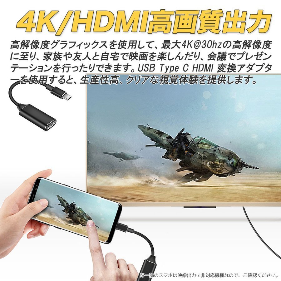 全国一律【送料無料】HDMI 変換アダプター ケーブル USB HDMI 4K高解像度 スマホ テレビ ディスプレイプロジェクター Type-C_画像3