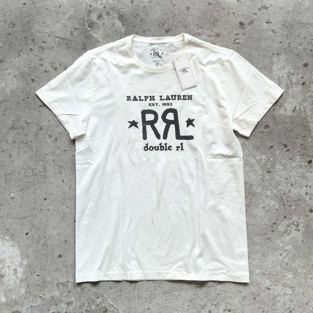 Mサイズ RRLダブルアールエル クルーネックTシャツ ロゴプリント メンズ ラルフローレン 新品 半袖 Tee カットソー ニット カットソー_画像1