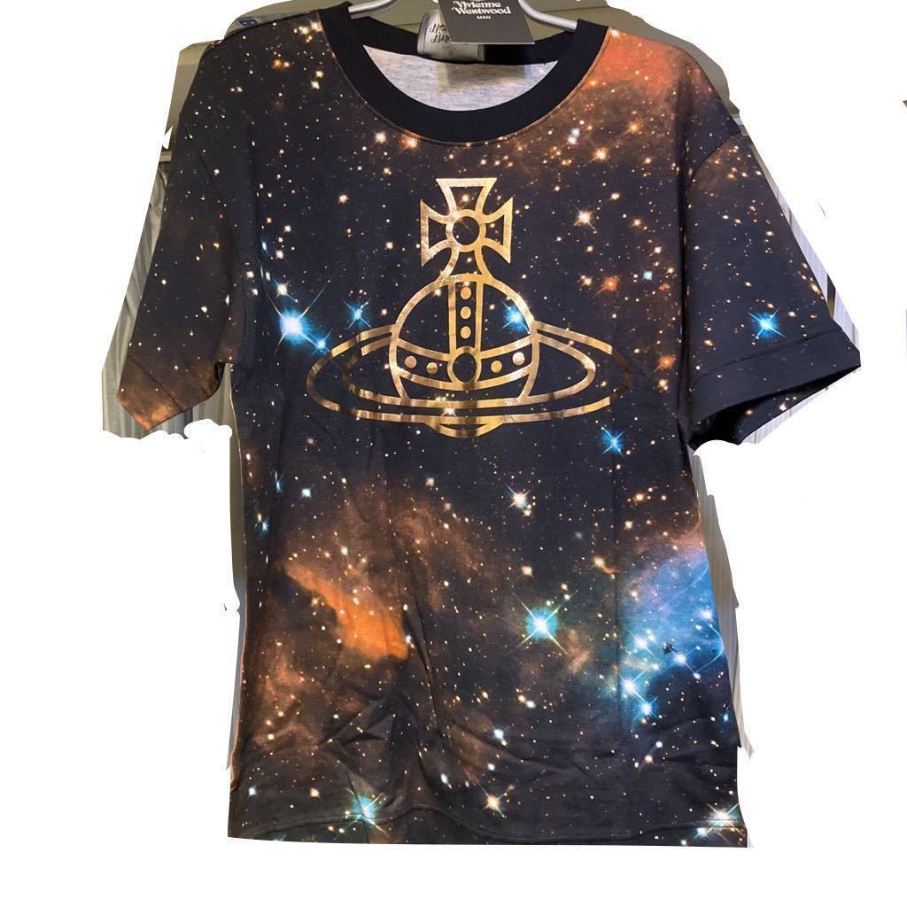 送料込●新品●完売品 Vivienne Westwood 半袖Tシャツ42 黒宇宙A 日本製 金オーブ コットン100% ヴィヴィアンウエストウッド ビビアン_画像1