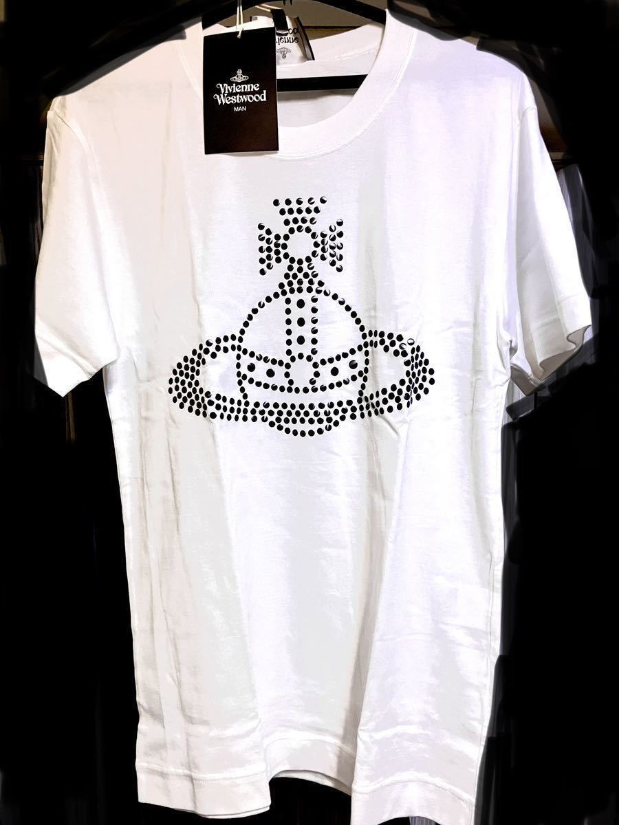 送料込●新品●完売品 Vivienne Westwood 半袖Tシャツ48 白C 日本製 スタッズオーブ コットン100% ヴィヴィアンウエストウッド ビビアン