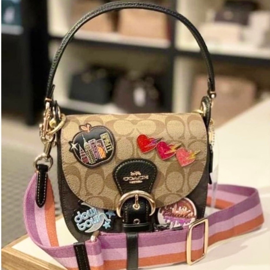 新品 コーチ Coach ショルダー 17 カラーブロック シグネチャー ディスコパッチ/レディース/斜め掛け&ボディバッグ/モーガン サドル バッグ