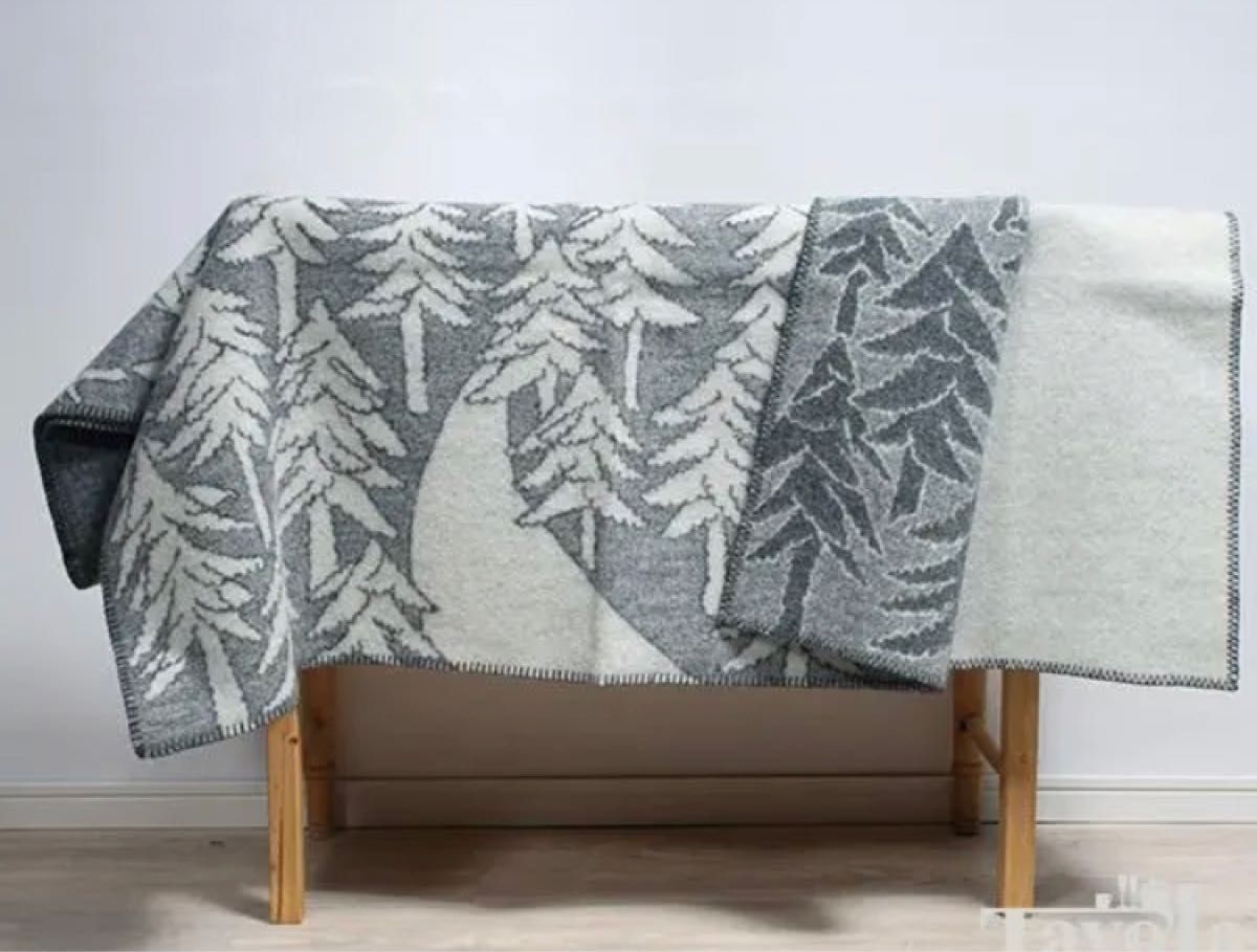ウールブランケット ハウスインザフォレスト 130×180cm (グレー)-