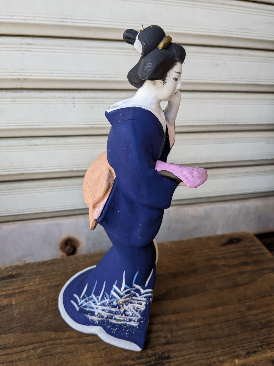 日本人形　美人画　着物美女　　古い　　アンテーク　　高さケース35センチ　　着物　_画像4