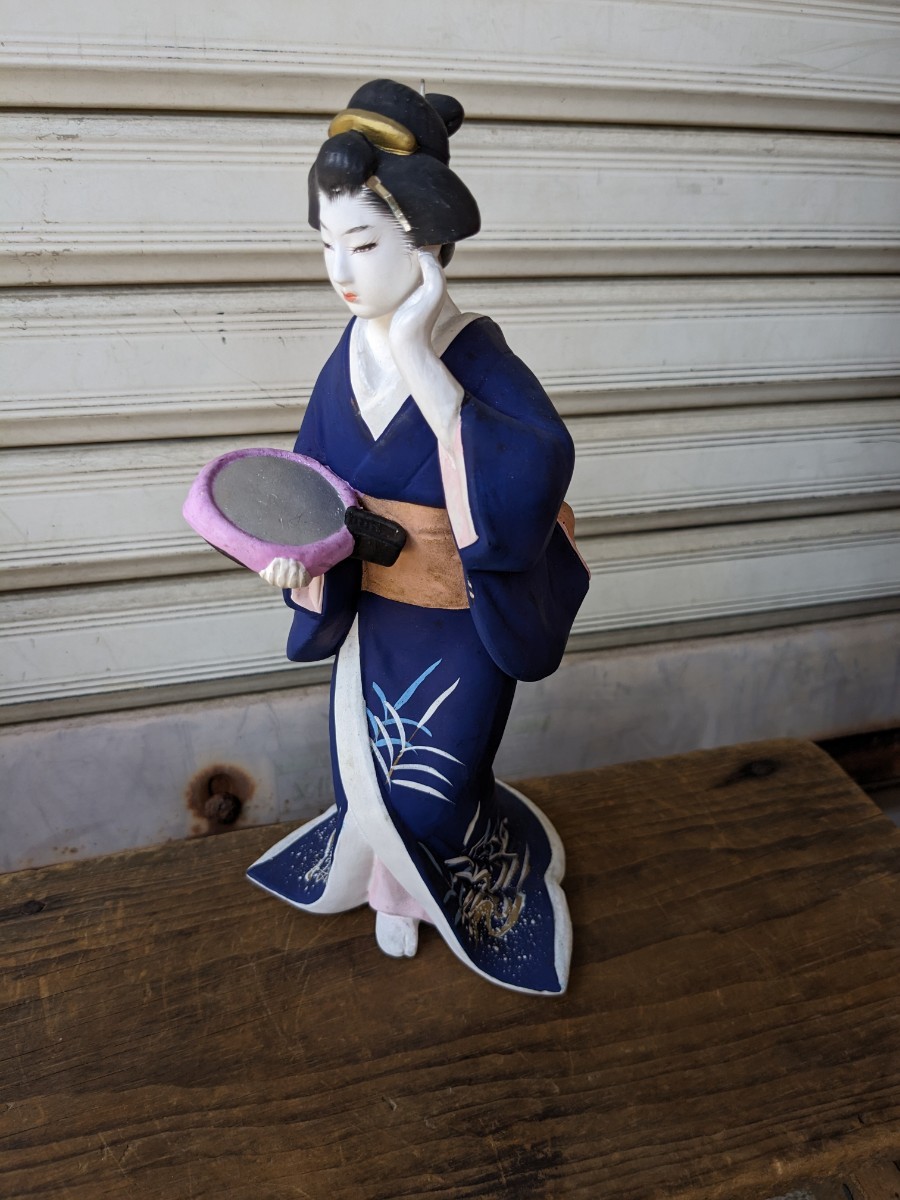 日本人形　美人画　着物美女　　古い　　アンテーク　　高さケース35センチ　　着物　_画像7