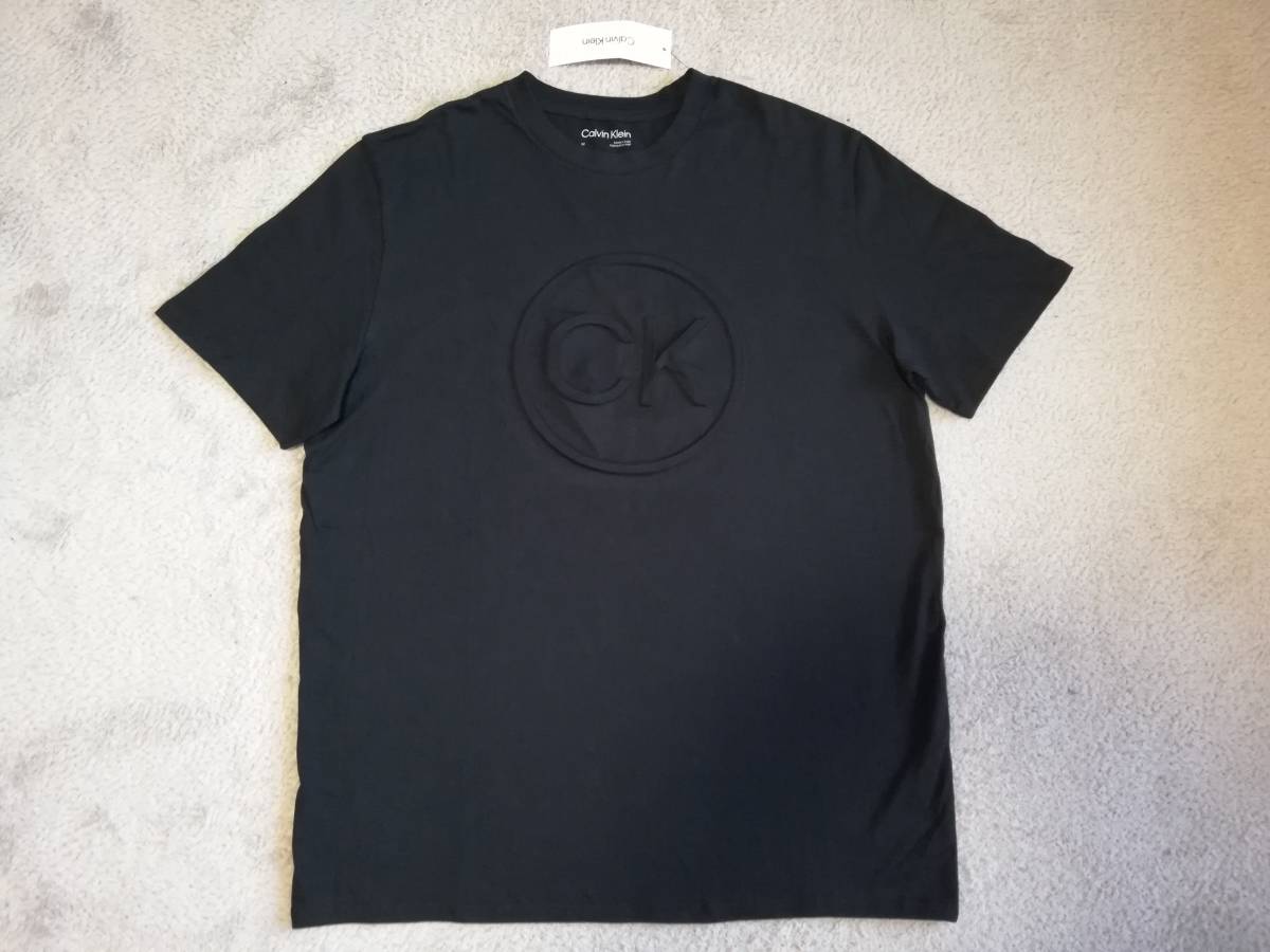 新品未使用！ カルバンクライン メンズ 立体 CKロゴ Tシャツ Ｍサイズ ブラック 黒 半袖 カットソー Calvin Klein_画像1