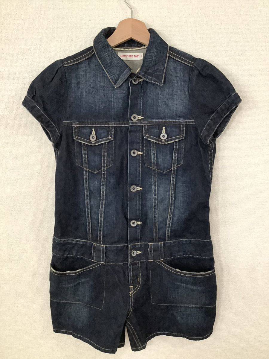 levi's リーバイス　REDTAB レッドタブ　半袖ジャンプスーツ　デニム　繋ぎ　ハーフパンツ　レディース　古着　M_画像1