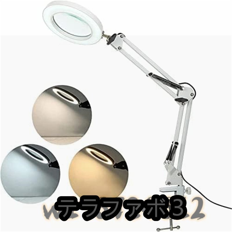  magnifying glass tes clamp 10 times lens 64 LED light clamp attaching repair industrial arts reading Crows Work 3.. style light mode USB power supply hands free magnifying glass 