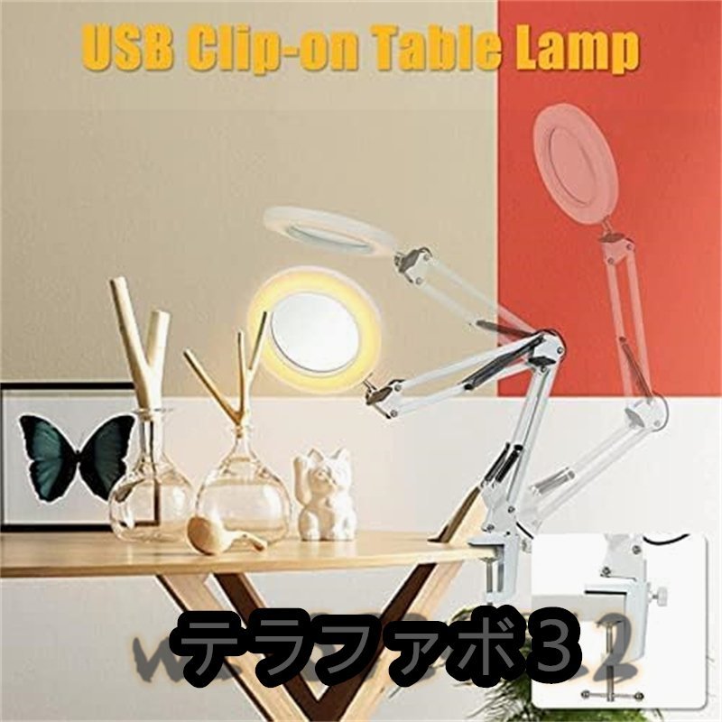  magnifying glass tes clamp 10 times lens 64 LED light clamp attaching repair industrial arts reading Crows Work 3.. style light mode USB power supply hands free magnifying glass 