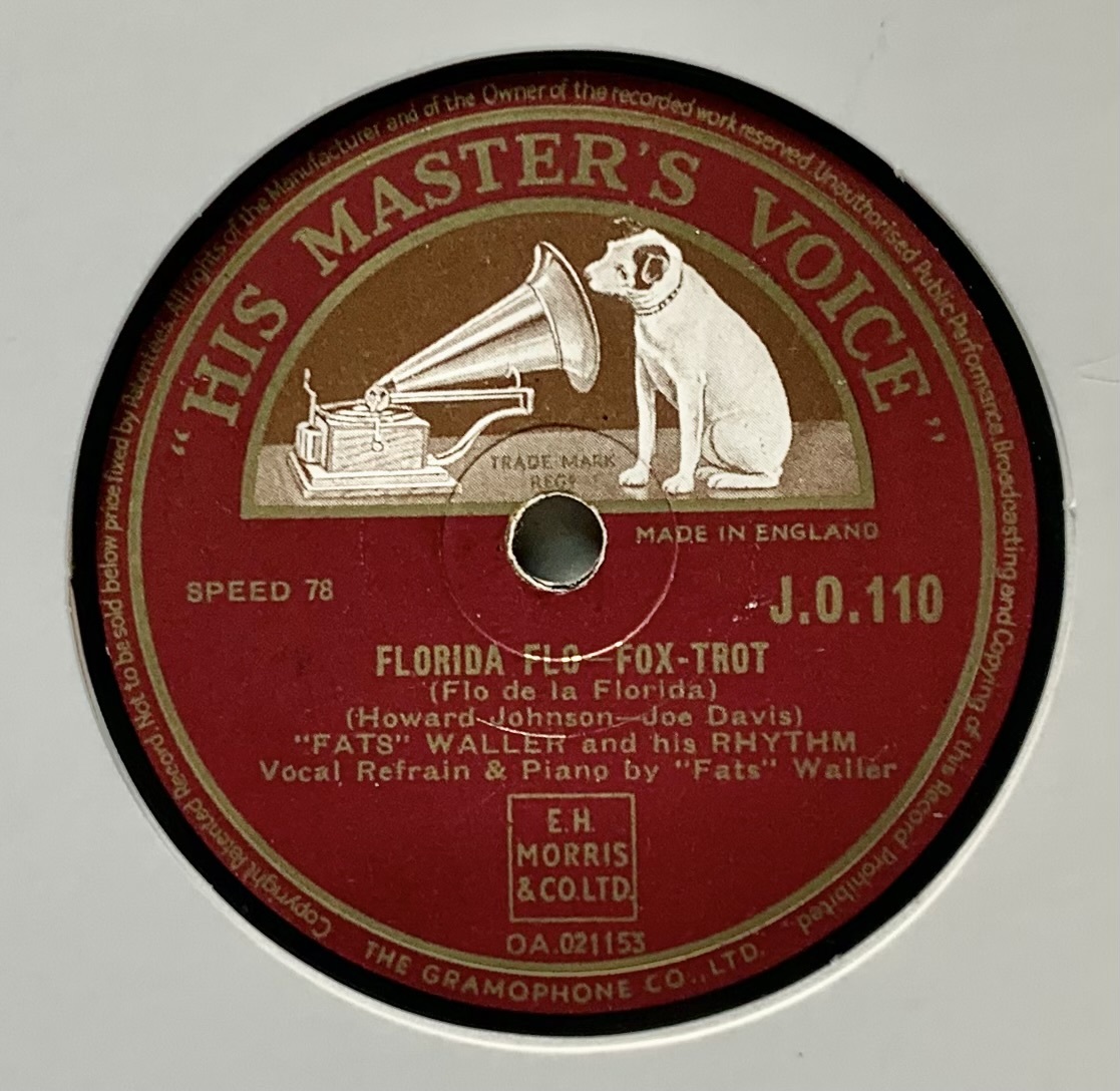 FATS WALLER and his RHYTHM/HEY! STOP KISSIN’ MY SISTER/FLORIDA FLO / (HMV J.O.110) SPレコード 78 RPM (英)の画像1