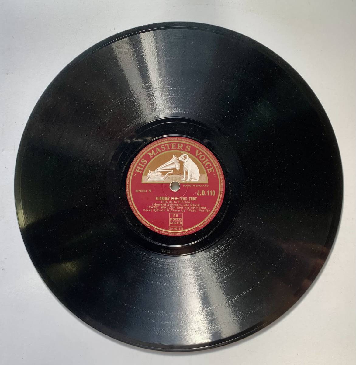 FATS WALLER and his RHYTHM/HEY! STOP KISSIN’ MY SISTER/FLORIDA FLO / (HMV J.O.110) SPレコード 78 RPM (英)の画像3