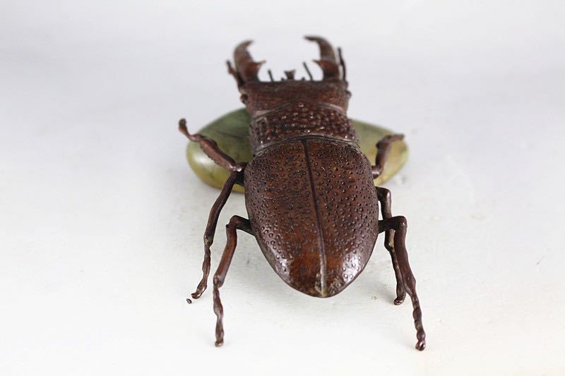 脚可動　極美古銅香器 銅昆虫クワガタ　質感 細工実心実感置物　自然からの実感虫と遊ぼう　心が癒す