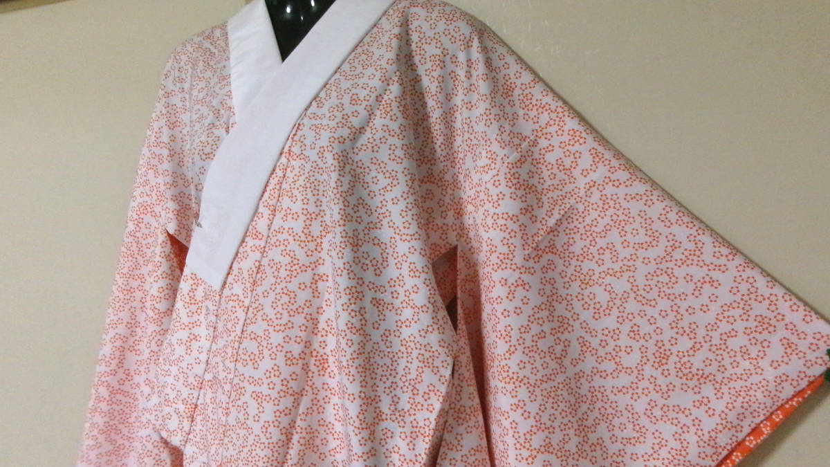 155【未使用品】白色に可愛い緋色梅模様※洗える※単衣※長襦袢丈122㎝ 裄