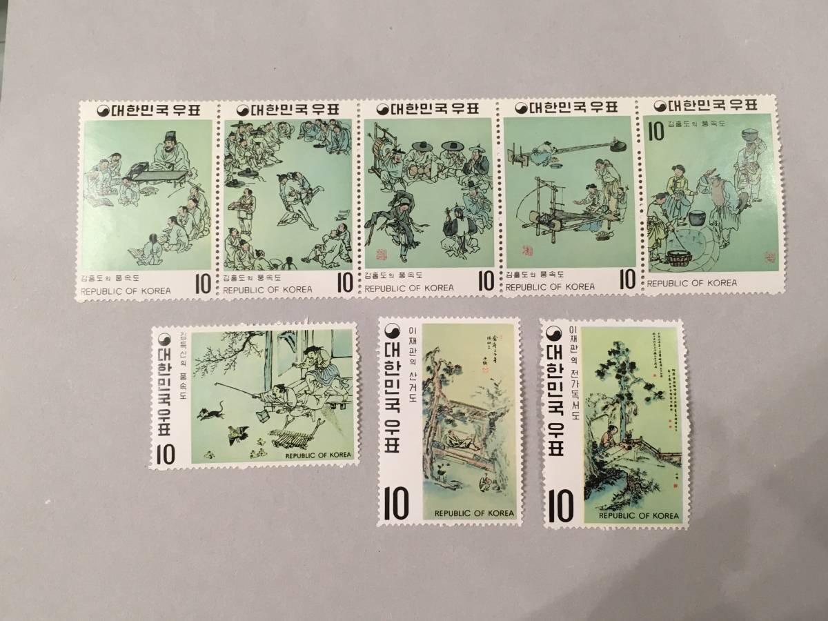 クロス付特別版 韓国 1971年 李氏朝鮮時代の名画第一集~第二集 A8-101 ラッピング不可|切手、はがき - LK