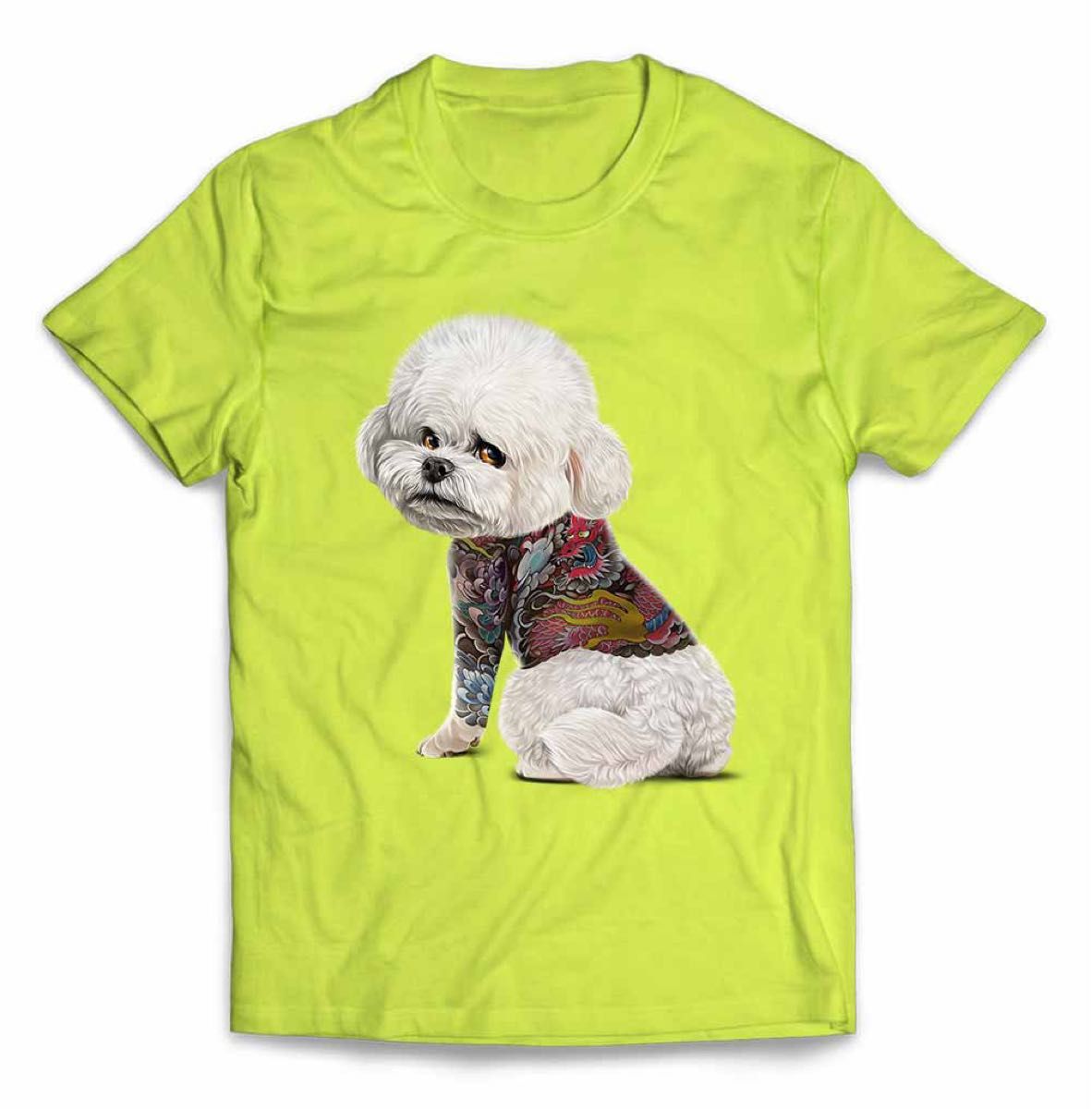 ビションフリーゼ犬いぬタトゥー刺青Tシャツ