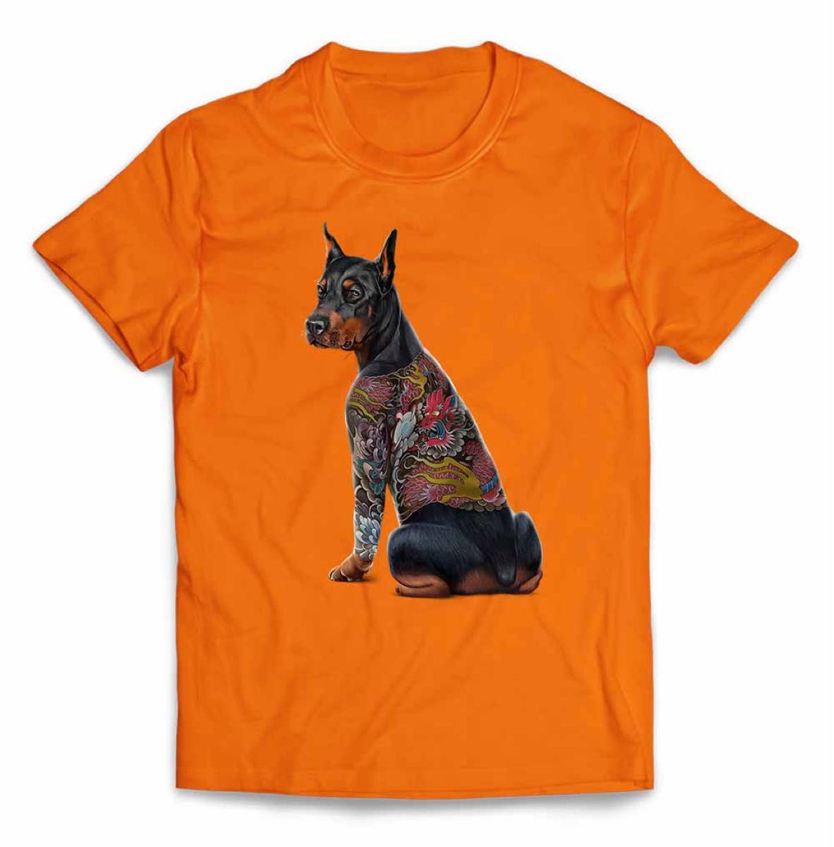ドーベルマン犬いぬタトゥー刺青Tシャツ