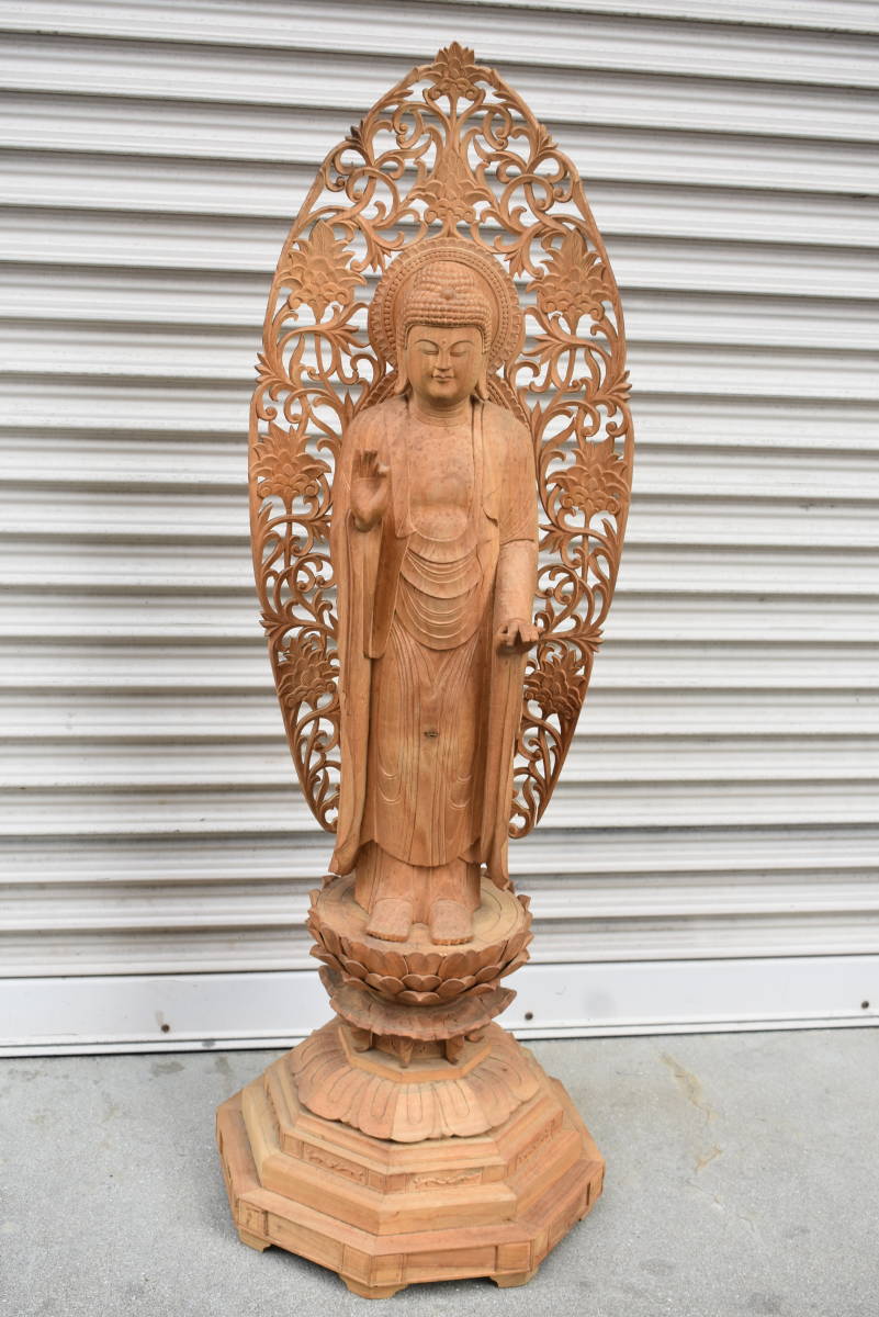 うぶ品時代物仏教美術細密特大木彫阿弥陀如来像仏像古美術品| JChere