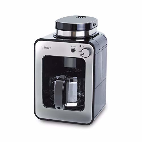 シロカ 全自動コーヒーメーカー アイスコーヒー対応 静音 コンパクト ミル2段階 豆/粉両対応 蒸らし ガラスサーバー SC-A211 ステンレ
