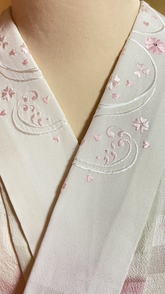長襦袢 桜模様 正絹 袖無双 半襟刺繍付き