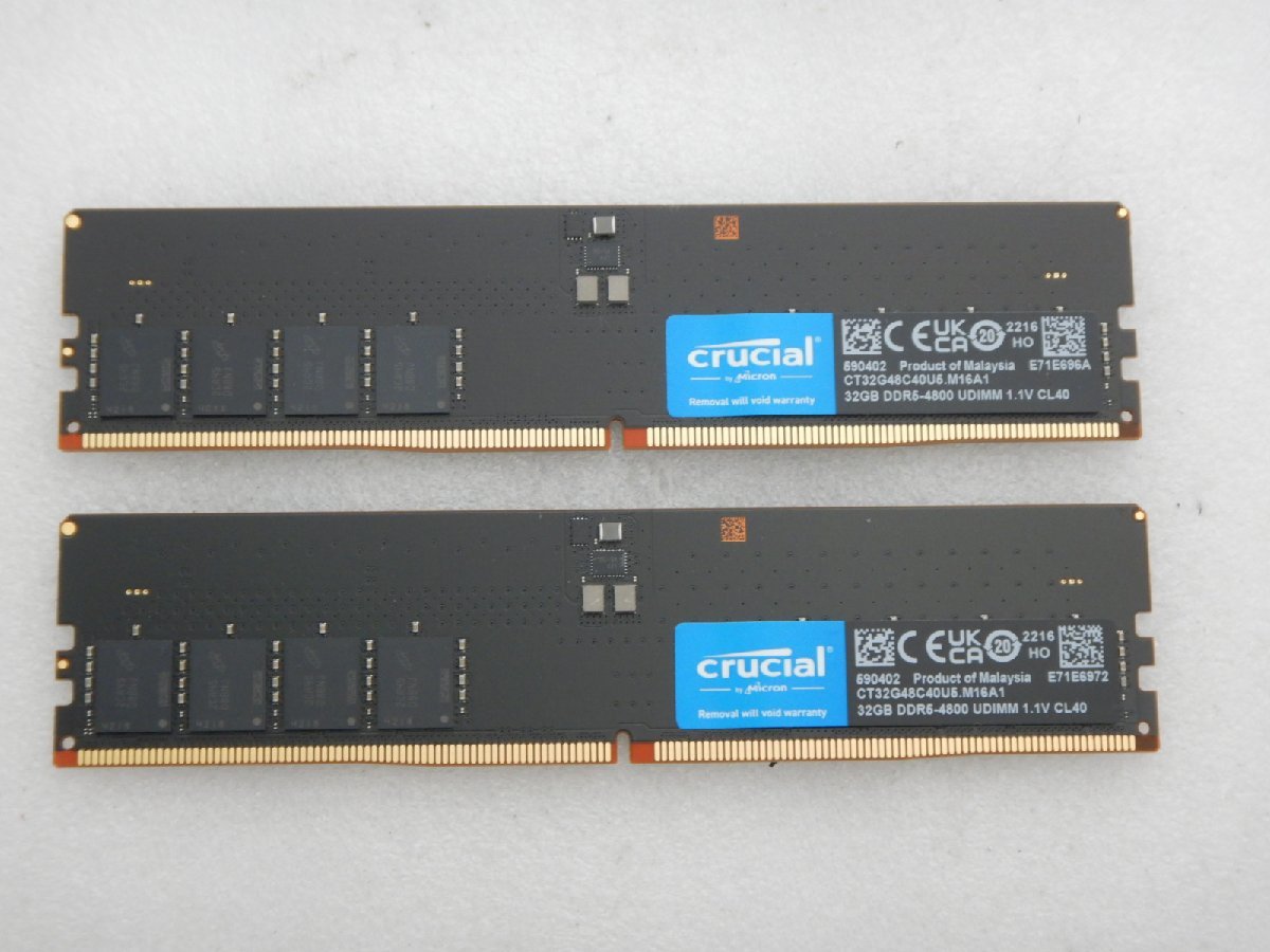 魅了 x2枚 DDR5-4800 32GB Crucial 【サイコム】 (合計64GB) u0825D