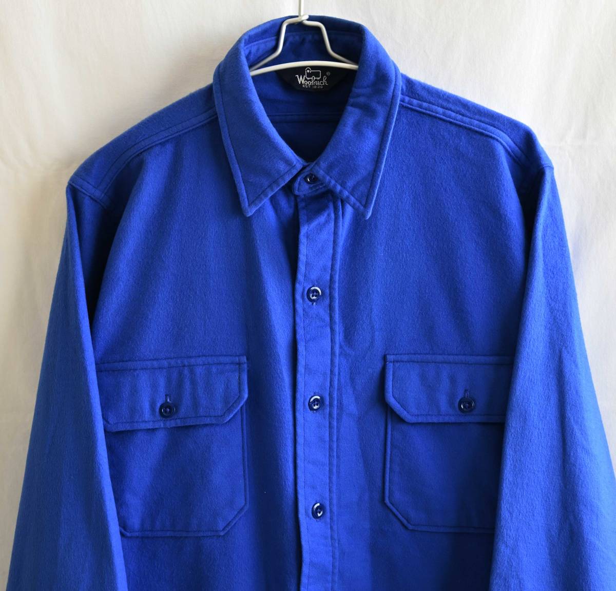  即決【80's ヴィンテージ/デッドストック/新品】WOOL RICH フランネルシャツ /XL/ロイヤルブルー/アメリカ製/旧 紺タグ/激レア(p-237-7)_画像5