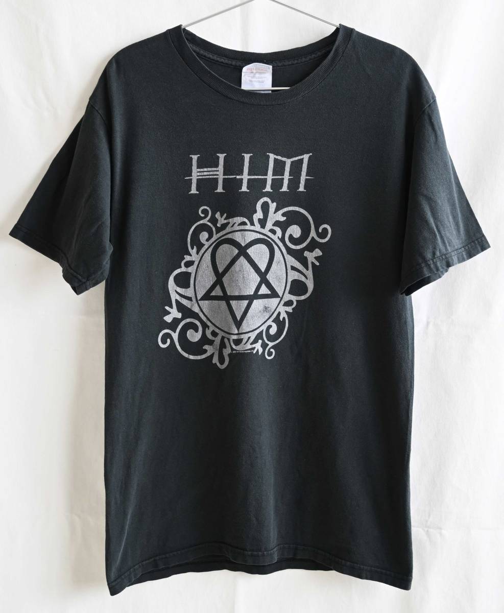 即決【ヴィンテージ / HIM / love metal】OY HEARTAGRAM LTD オフィシャル Tシャツ/S/ブラック/Hanes/バンドTシャツ/激レア(p-237-10b)