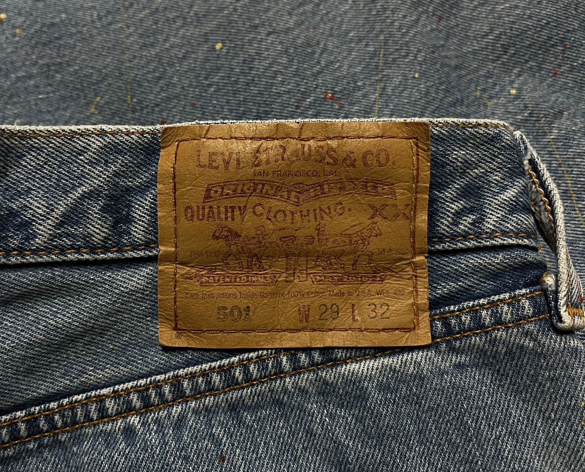 90s USA製 リーバイス501 ペイントカスタム テーパード 刻印524Levi''s ビンテージ デニムパンツ w29_画像4