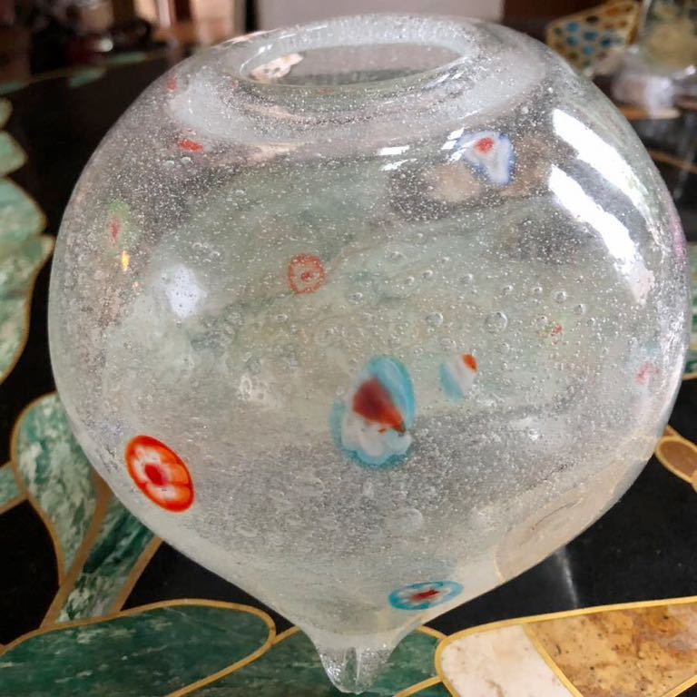 吹きガラス象嵌花瓶-