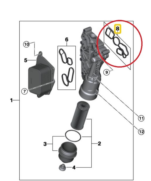 BMW MINI オイルフィルターハウジングパッキンセット F54/F55/F56/F57/F60 11428591460/11428575899 社外品 レターパック_画像2