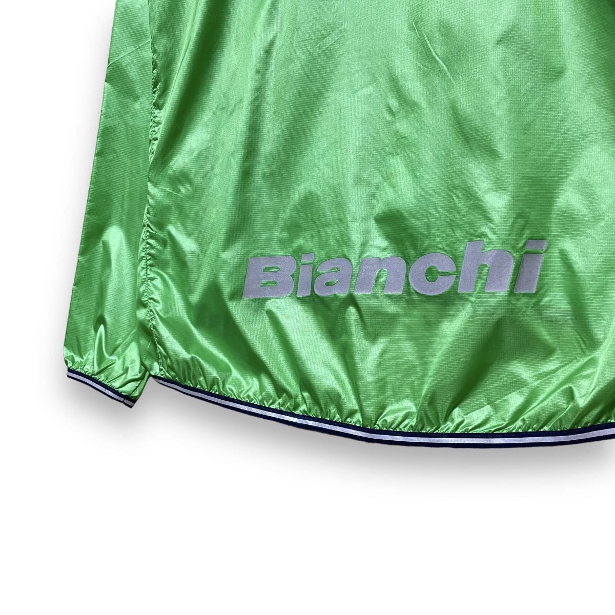 【新品同様】ビアンキ ナイロンジャケット Ｌサイズ メンズ 薄手 軽量 ライトアウター ウィンドブレーカー BIANCHI グリーン 美品 ロゴ入りの画像6