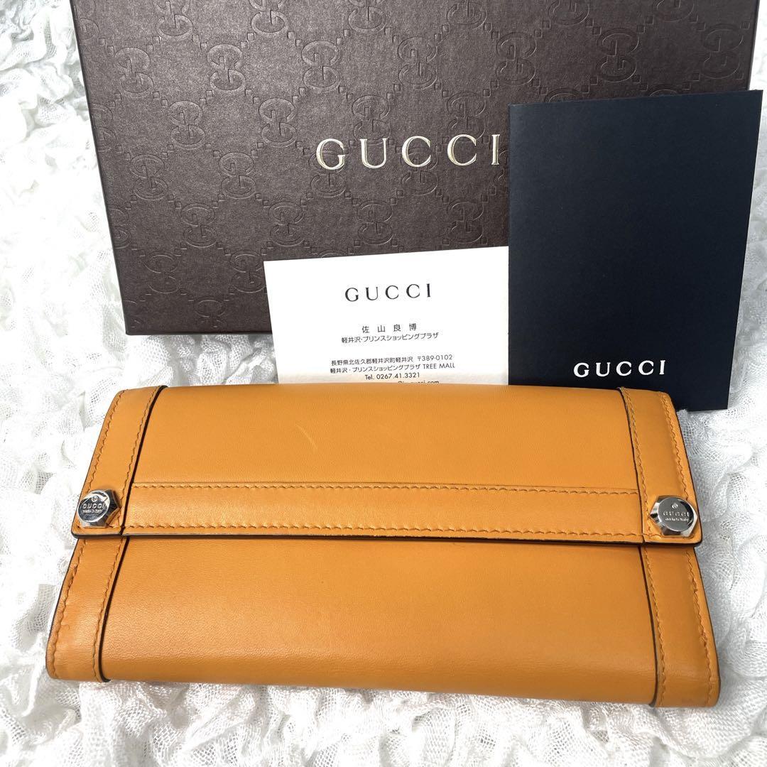 s124【極美品】グッチ GUCCI 金具 オールレザー 本革 長財布 箱付き 231839-4276 メンズ レディース ブランド ウォレット 大容量 メタル_画像4