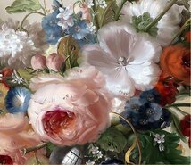 油彩 静物画　廊下壁画　 　　薔薇 ローズ　応接間掛画 玄関飾り 　装飾画 220