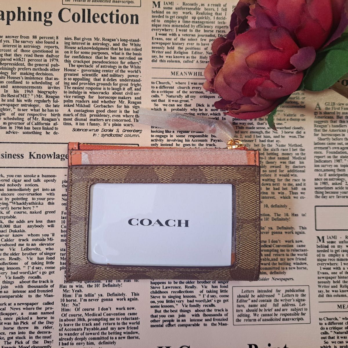 COACH コインケース 新品 未使用 カード入れ ライトコーラル カーキ