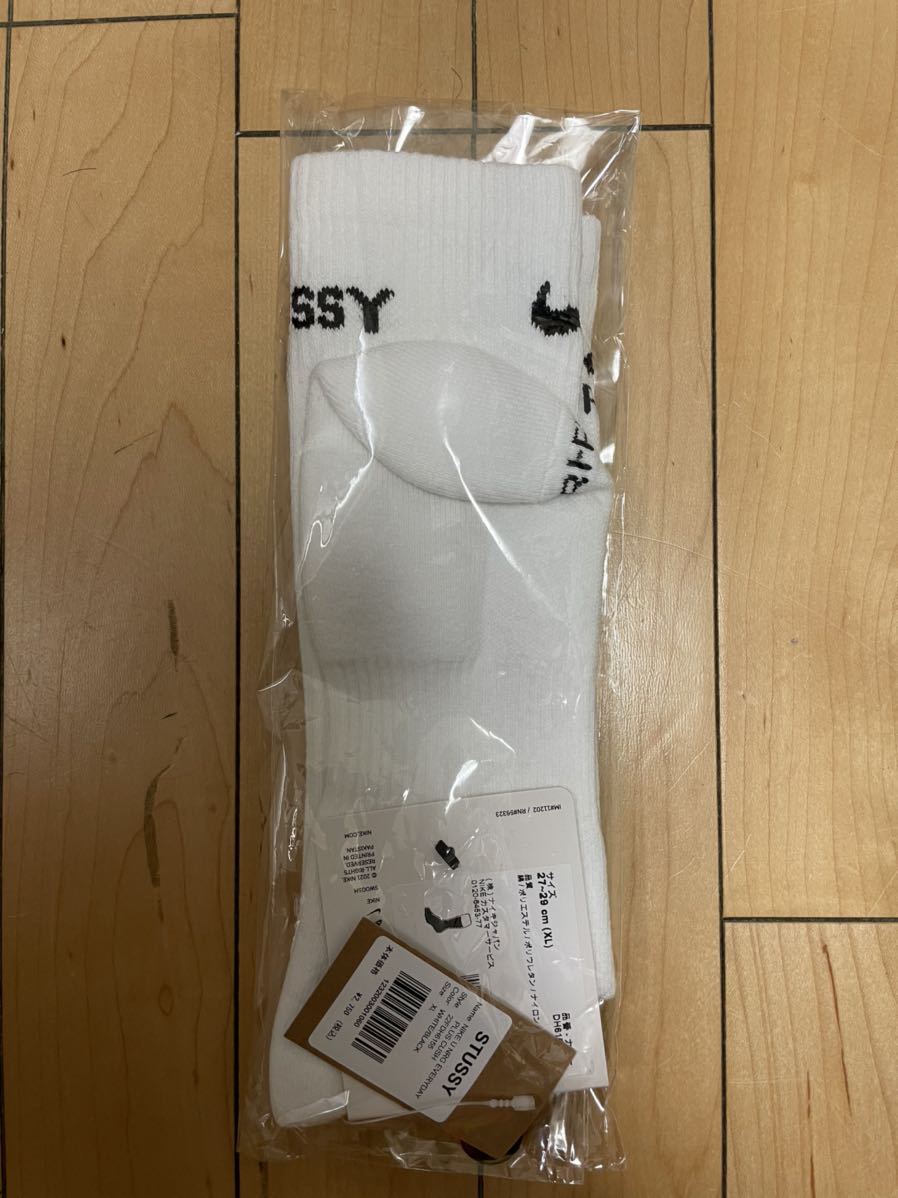 STUSSY & NIKE DRI-FIT CREW SOCKS XL 27-29cm ステューシー × ナイキ ドライフィット クルー ソックス ホワイト_画像4