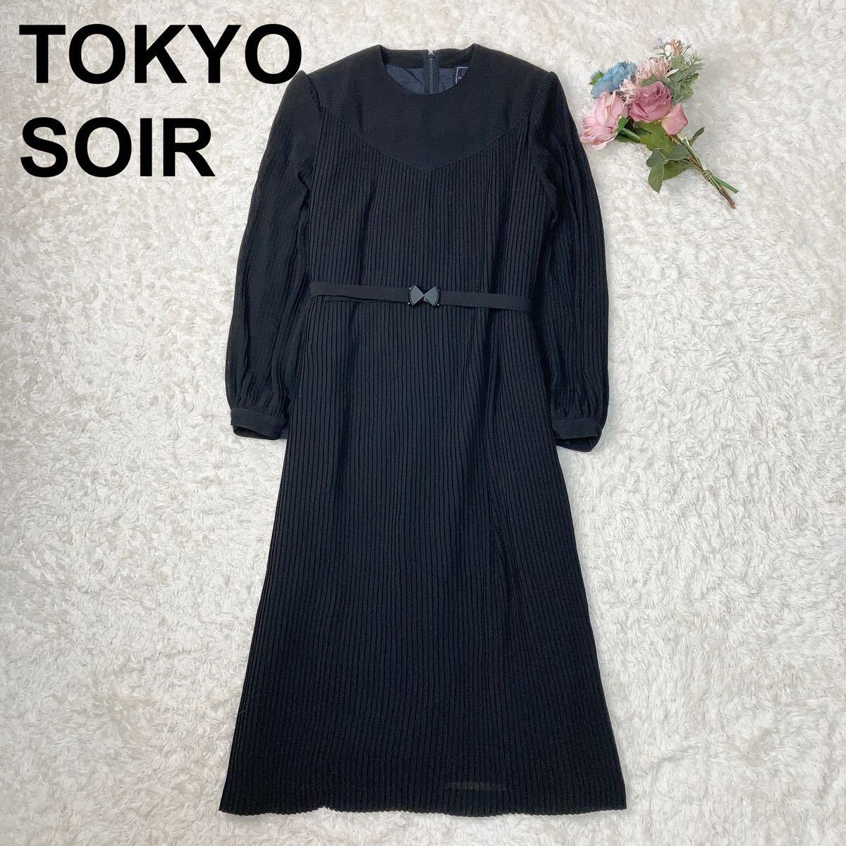 TOKYO SOIR 東京ソワール ブラックフォーマル プリーツ ワンピース ブラック 11号 L レディース B82322-37