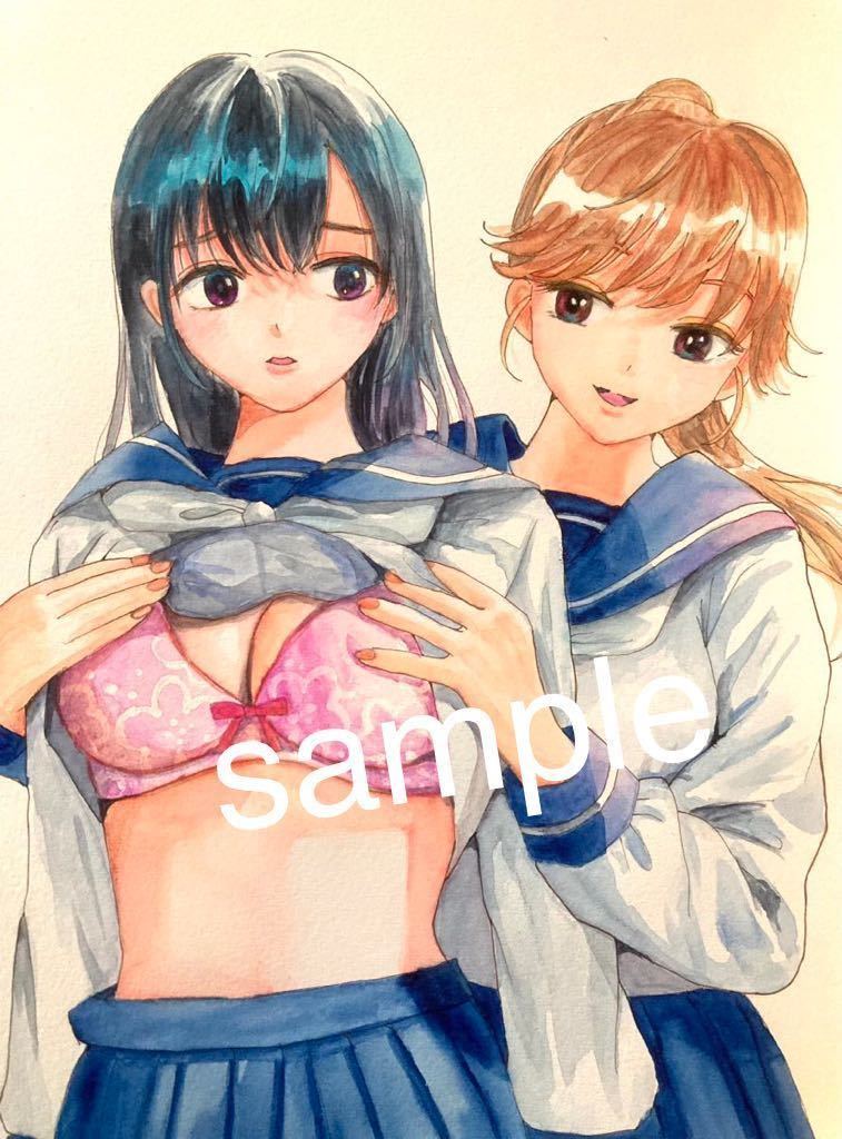 手描きイラスト *オリジナル*セーラー服*たくし上げ*B5 手描きイラスト *オリジナル*セーラー服*たくし上げ*B5