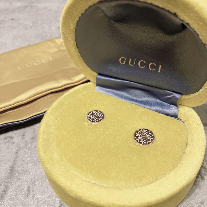 GUCCI グッチ 750YG K18イエローゴールド ダブルG アイコンブルーム ピアス ケース付 479368 J85G0 9056