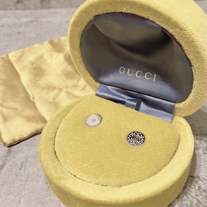 未使用！ グッチ GUCCI レディース ピアス ホワイトゴールド アイコンブルーム サークル シルバー wg 479368 J85G0 9056