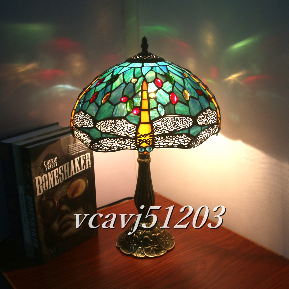 ◆稀少品◆芸術品◆テーブルスタンド ステンドランプ ステンドグラス 花柄 レトロな雰囲気 ティファニー ランプ 照明 室内装飾_画像5