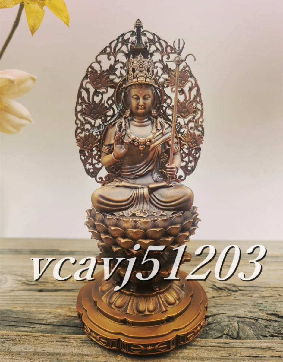 「密教法具 寺院用仏具」極上品 虚空蔵菩薩坐像 仏像 仏教工芸品 銅製 磨き仕上げ 高さ15cm
