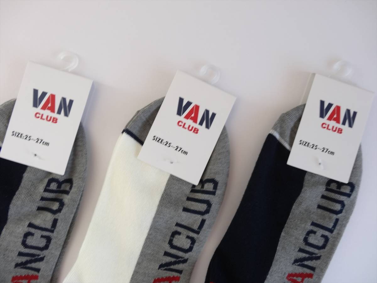 ★送料無料!VAN JAC SINCE 1954 VAN CLUB 足元のスポーツライク/VANビックロゴ刺繍アンクルソックス三足セット★_画像6