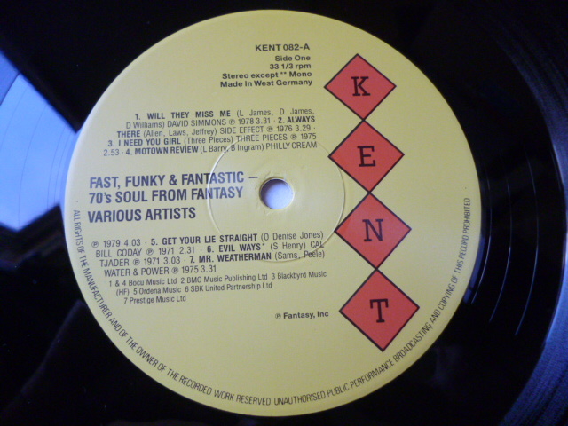 VA - Fast, Funky & Fantastic (70's Soul From Fantasy) 名曲収録 FUNK SOUL コンピ LP Side Effect / Blackbyrds / Damon Harris 収録_画像3
