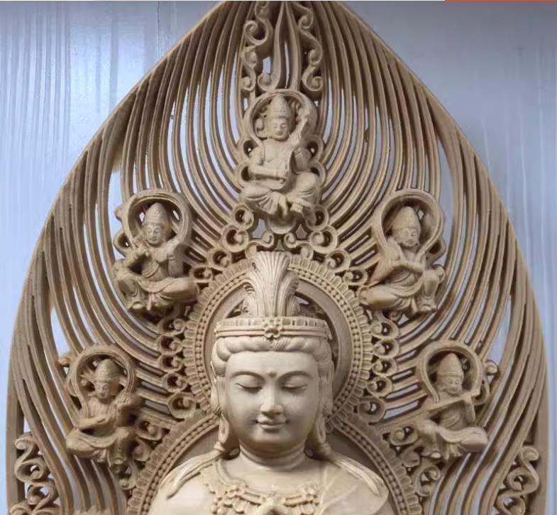 上品/綺麗 総檜材 仏教工芸品 木彫仏教 精密彫刻 仏師で仕上げ品 釈迦