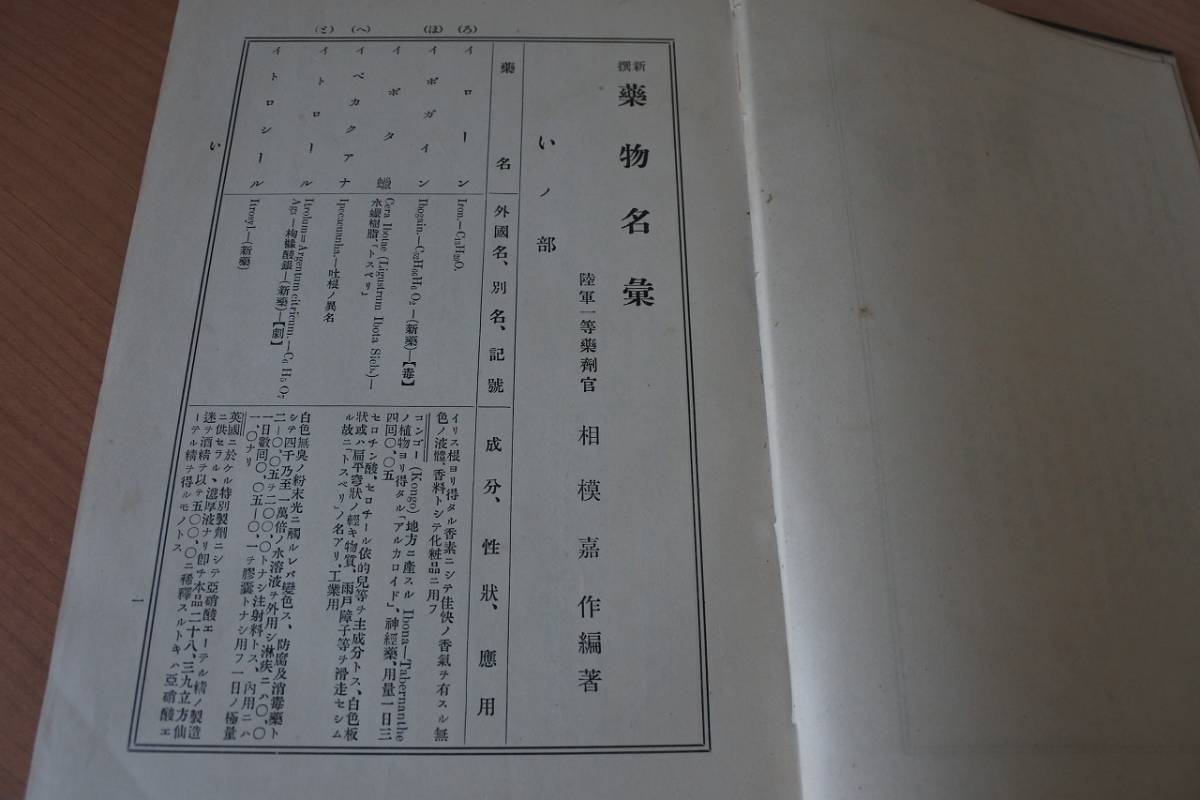 ◆古書◆新選　薬物名彙　相模 嘉作　著　大正4年再版_画像5