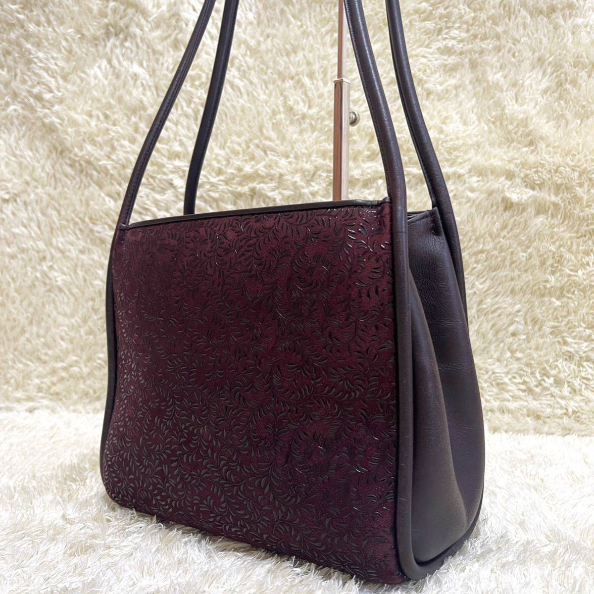 訳あり】 甲州印伝 ショルダーバッグ インデンヤ 《美品》印傳屋 花柄
