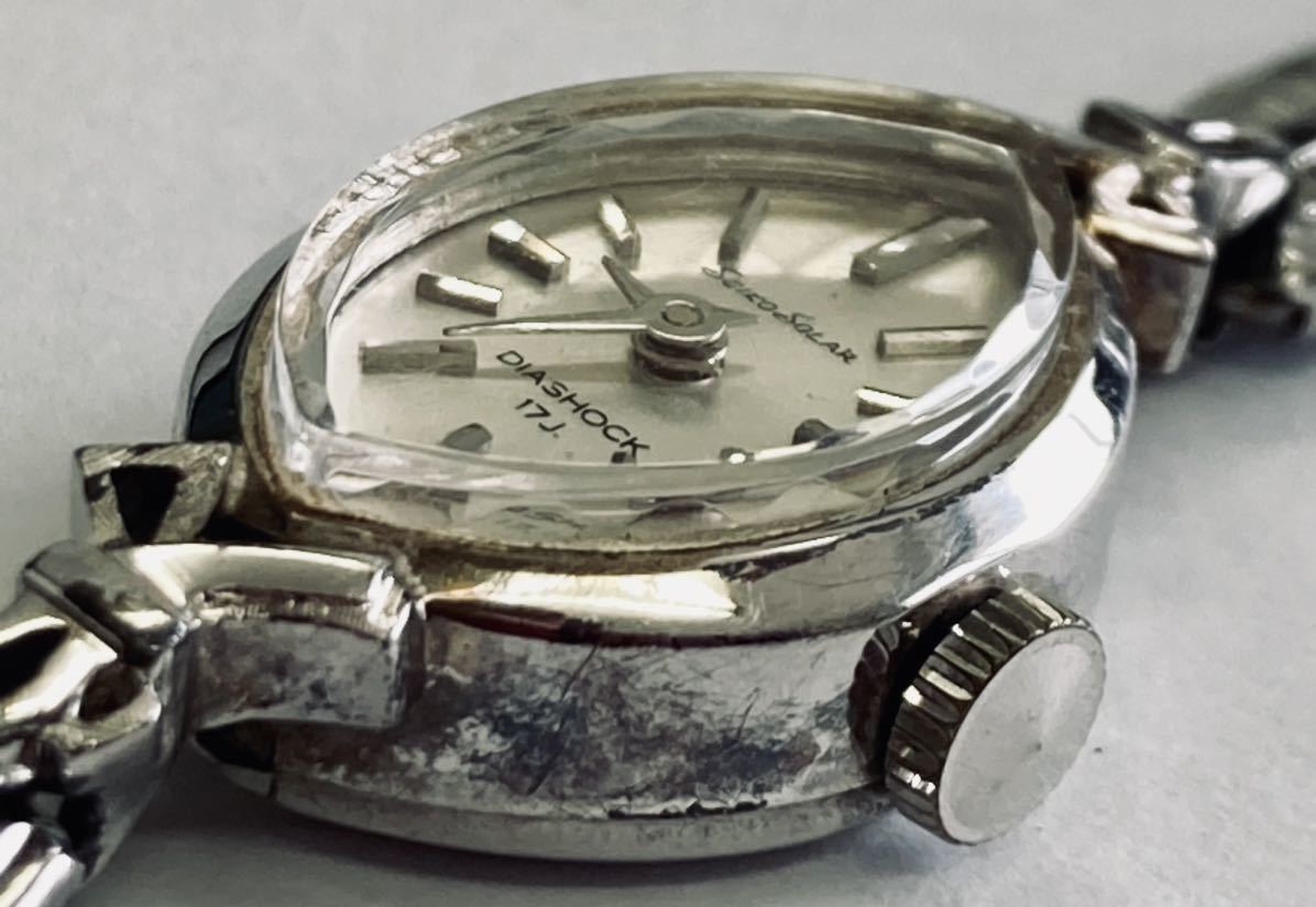 B 現状稼働 SEIKO DIASHOCK セイコーダイアショック 17石 WGP 10-7631 レディース腕時計 手巻き アンティーク