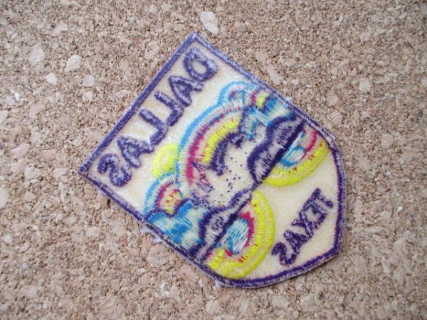 80s ダラスDALLAS TEXAS刺繍ワッペン/テキサス70sサイケ ヒッピー ビンテージVoyager旅行アメカジ観光スーベニアpatch土産USAパッチ D12_画像6